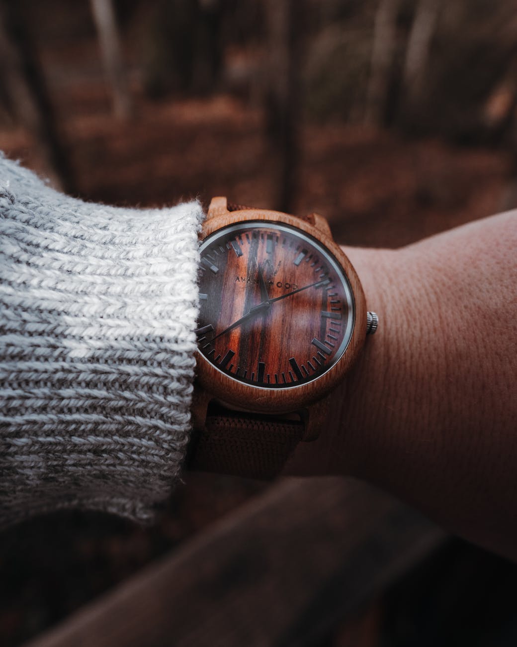 round brown analog watch